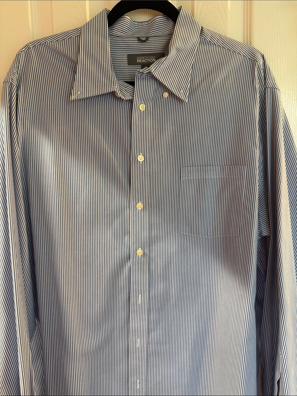 Kenneth Cole Reaction Blue and White Pinstripe Dress Shirt